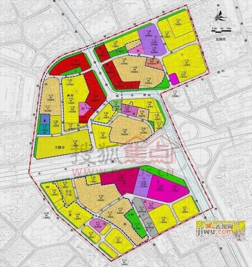 深圳绿景虹湾下梅林村改造项目 地块划分平面户型图图