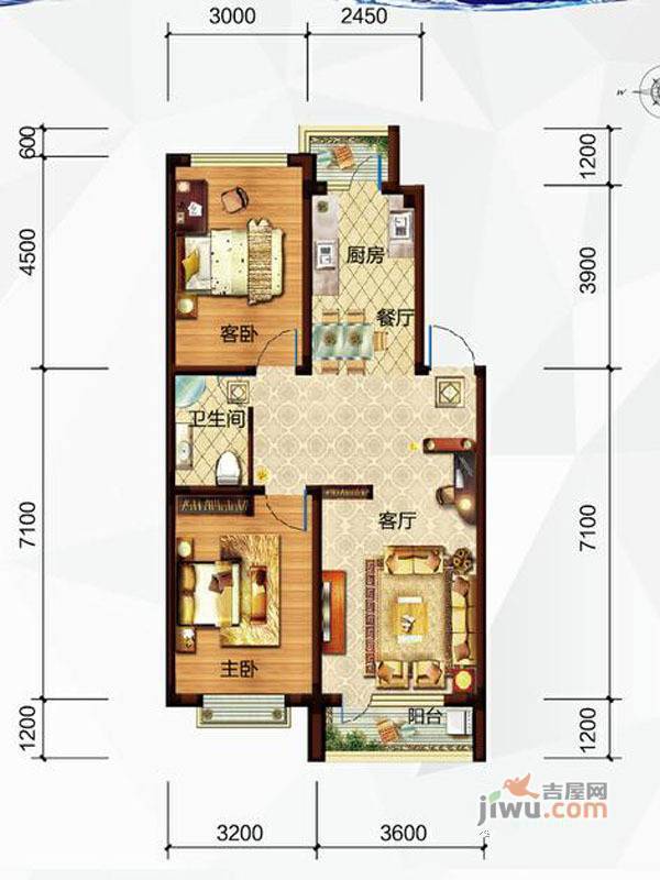 玉祥·明居d户型图|玉祥·明居2房2厅2卫户型图_于洪