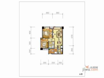 翡翠湾a1户型两室两厅单卫73.72㎡2室2厅1卫1厨