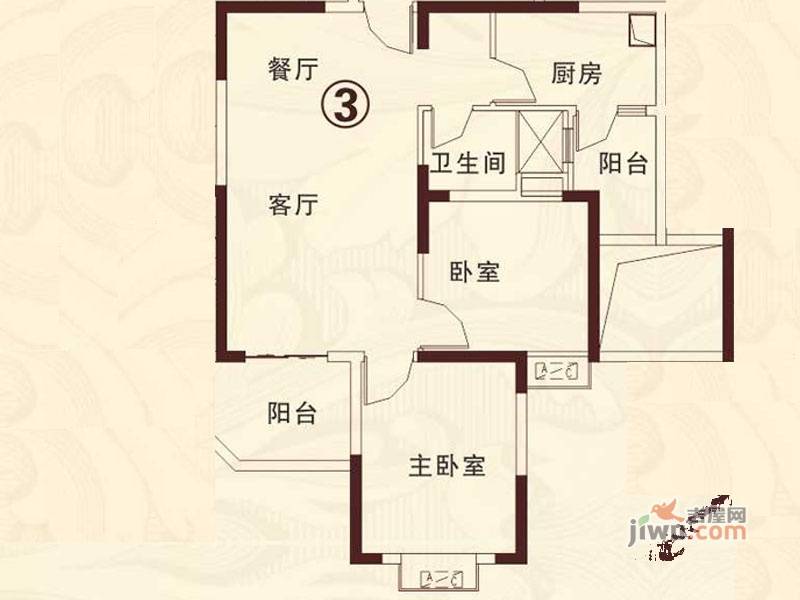 襄阳恒大名都7号楼1单元3户型2室2厅1卫1厨户型图