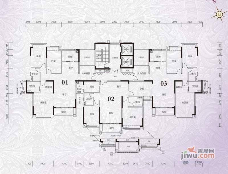 室2厅2卫1厨户型图|锦绣国际花城3房2厅2卫户型图_坦洲镇锦绣国际花城