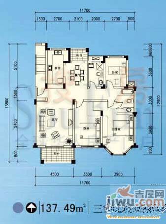 合肥绿城桂花园c户型图_首付金额_3室2厅2卫_137.49