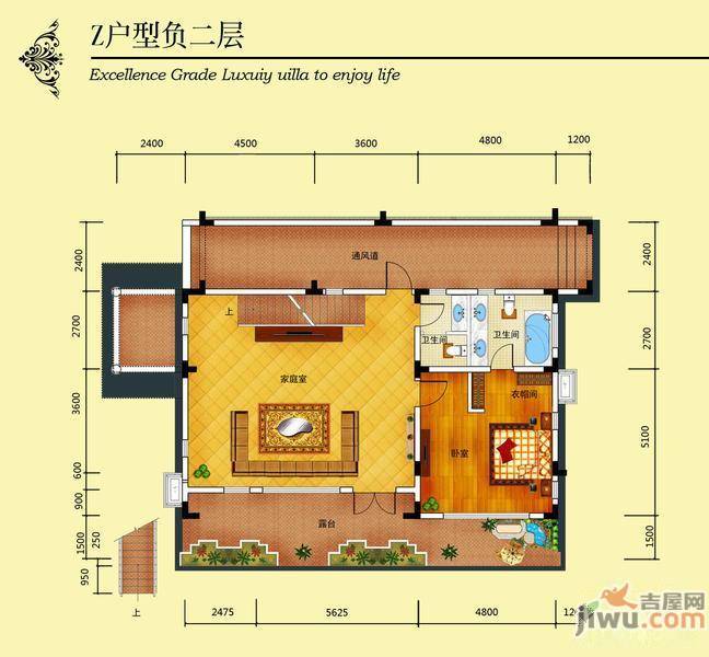 江门华侨花园别墅z户型图_首付金额_1室1厅1卫_668.48平米 吉屋网