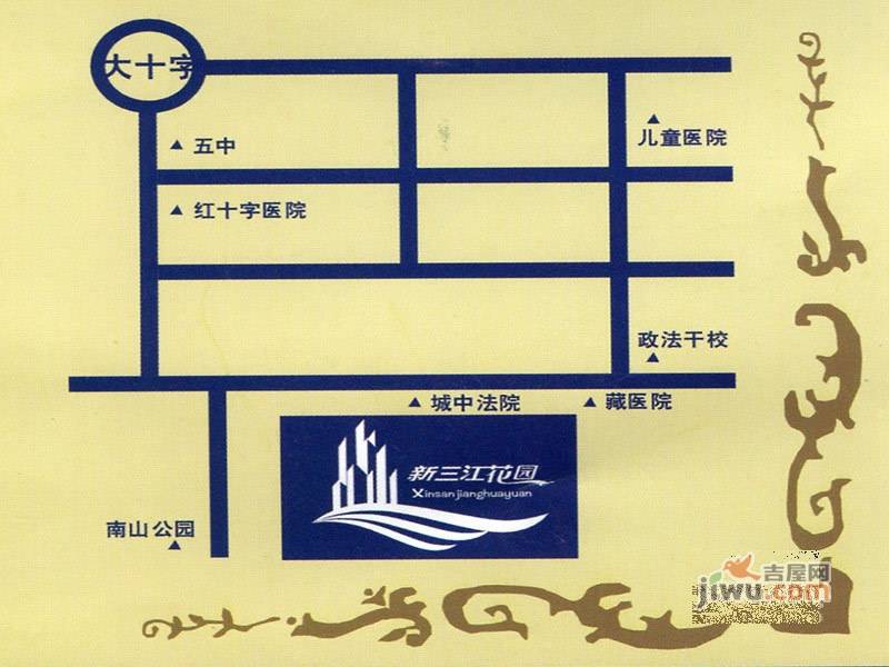 新三江花园位置交通图