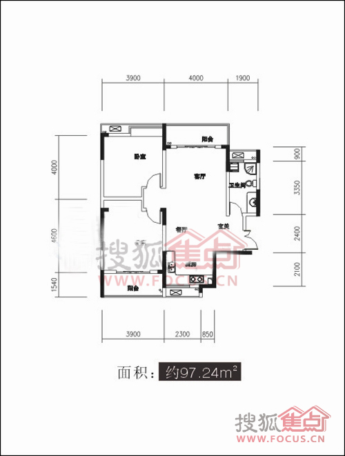 宝业城市绿苑31#04两室两厅一厨两卫双阳户型图