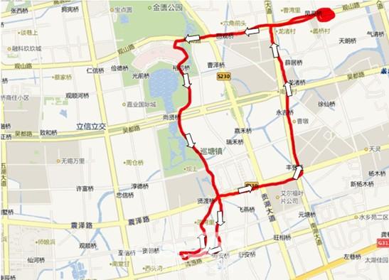骑行路线:从朗诗太湖绿郡售楼处出发:观山路向西骑行进入尚贤道,沿