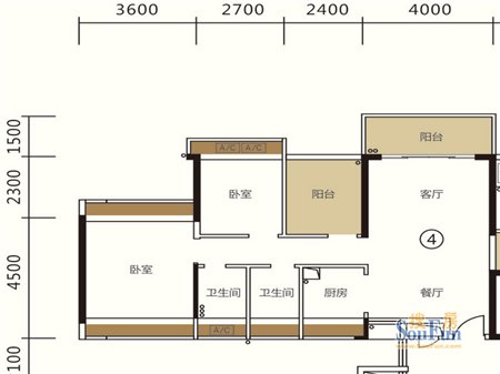 东海银湾户型图21座03户型 3室 建筑面积:90㎡ 可使用面积:90㎡