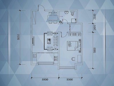 f户型 一室一厅一卫