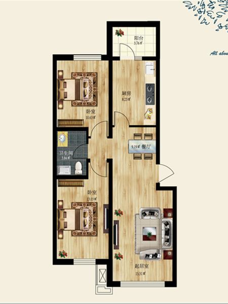 第126期户型点评 招商诺丁山60平两室两厅户型
