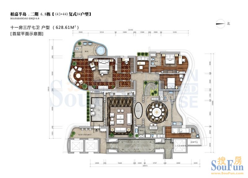 锦峰璟玺6/8栋218-628平 平层/复式户型图鉴赏