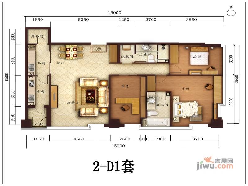 国瑞城3室1厅2卫户型图