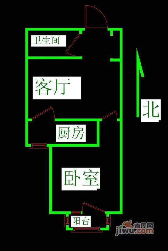 国瑞城1室1厅1卫户型图