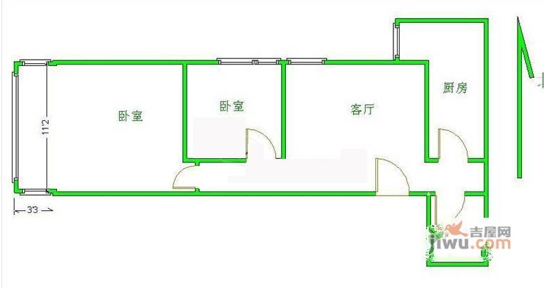 国瑞城2室1厅1卫户型图