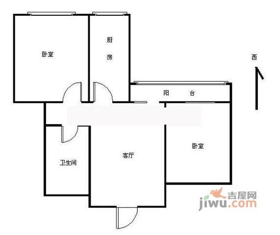 国瑞城2室1厅1卫户型图