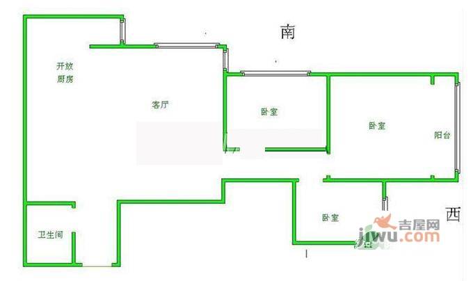 国瑞城3室1厅1卫户型图