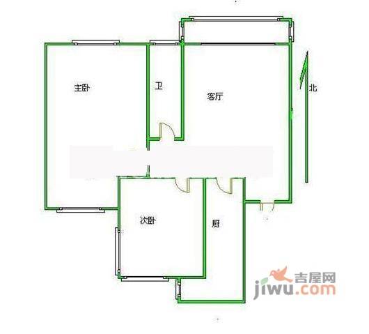 国瑞城2室1厅1卫户型图