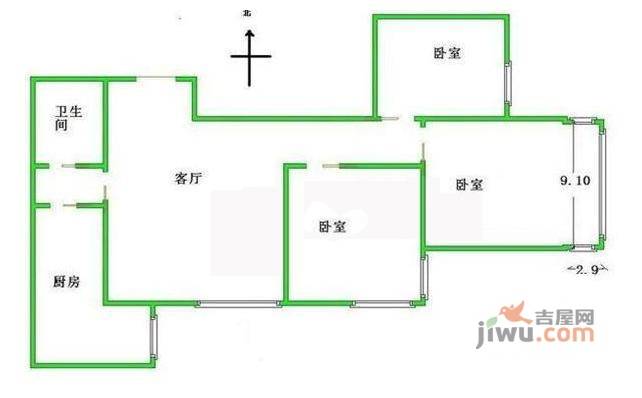 国瑞城3室1厅1卫户型图