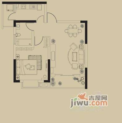 国瑞城1室2厅1卫户型图