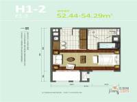 亚龙湾西山渡1室0厅1卫52.4㎡户型图