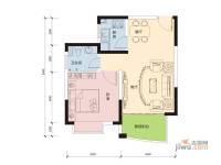 亚龙湾西山渡1室1厅1卫57.1㎡户型图