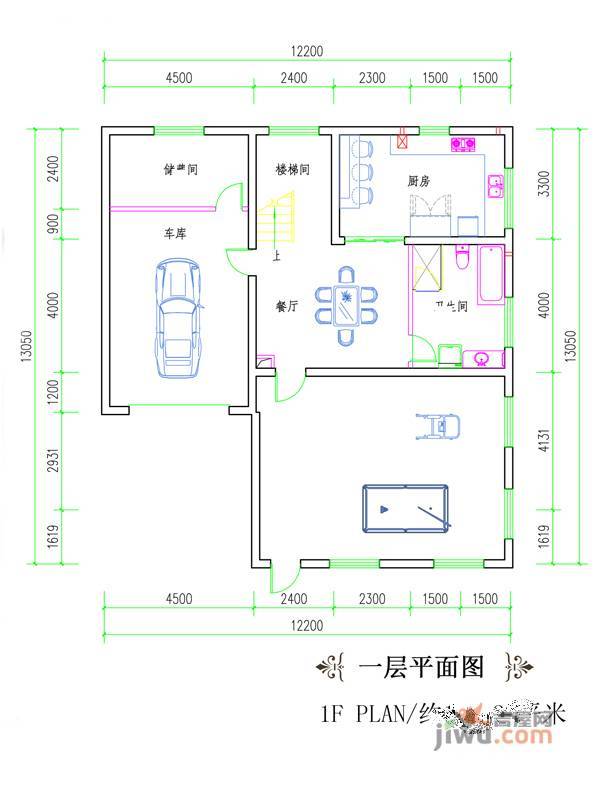 亚龙湾西山渡1室2厅1卫80㎡户型图