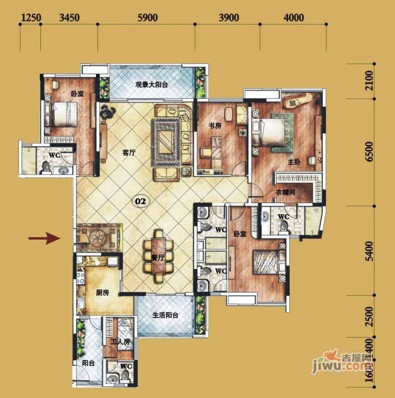 丰泰观山碧水二期5室2厅5卫256㎡户型图