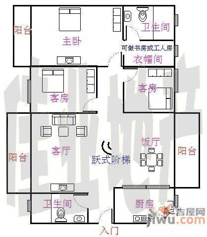 东田丽园五期4室2厅3卫290㎡户型图