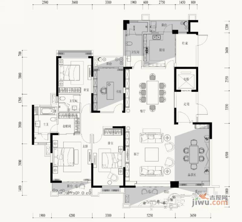 富通圣堤雅迪亚庄园4室2厅3卫210㎡户型图