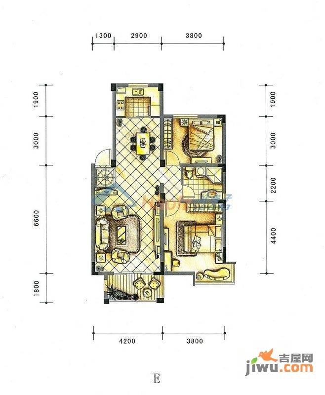 丽景华庭2室2厅1卫户型图