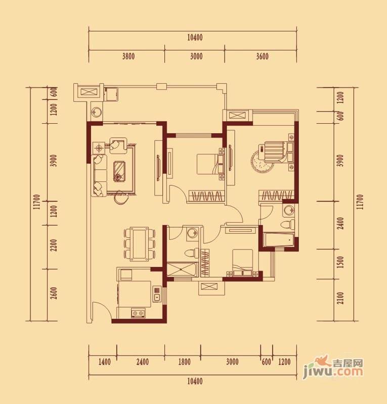 万林湖9期4室3厅2卫180㎡户型图