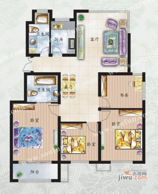 盛世康城三期怡园4室2厅2卫137㎡户型图