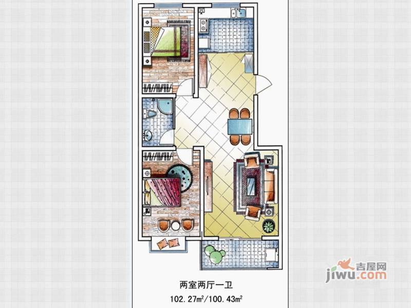 凤山晓筑3室2厅1卫97.8㎡户型图