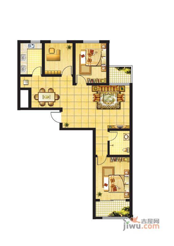 宜嘉家园3室2厅1卫122㎡户型图