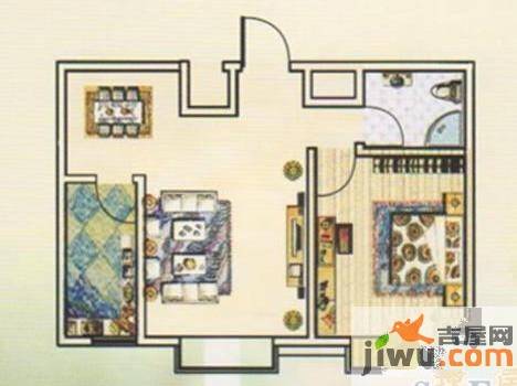 新悦轩1室2厅1卫65㎡户型图