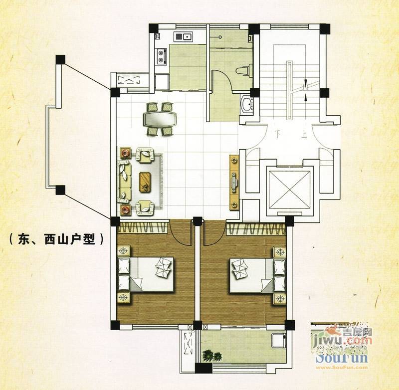 鲁发名城2室2厅1卫89㎡户型图