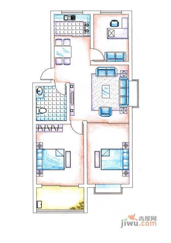 华安东方明珠3室2厅1卫100㎡户型图