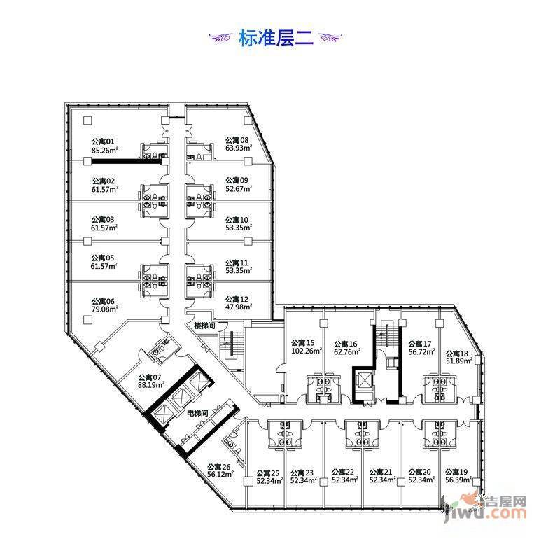 丹桂里1室0厅1卫50㎡户型图