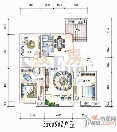 丹桂里3室2厅1卫户型图