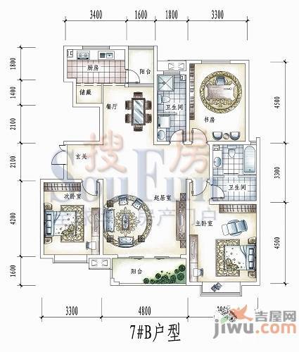 丹桂里3室2厅2卫户型图