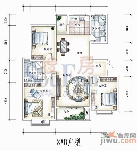 丹桂里3室2厅2卫户型图