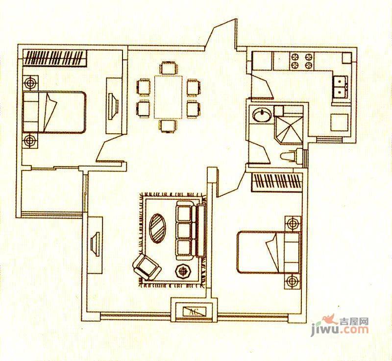 翰林新城状元府2室2厅1卫96.5㎡户型图