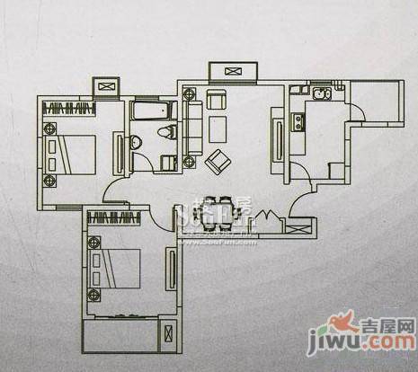 宜辉现代城2室1厅1卫89.3㎡户型图