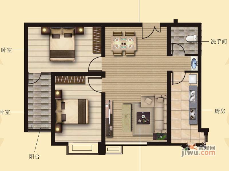 联运家园2室2厅1卫91.1㎡户型图