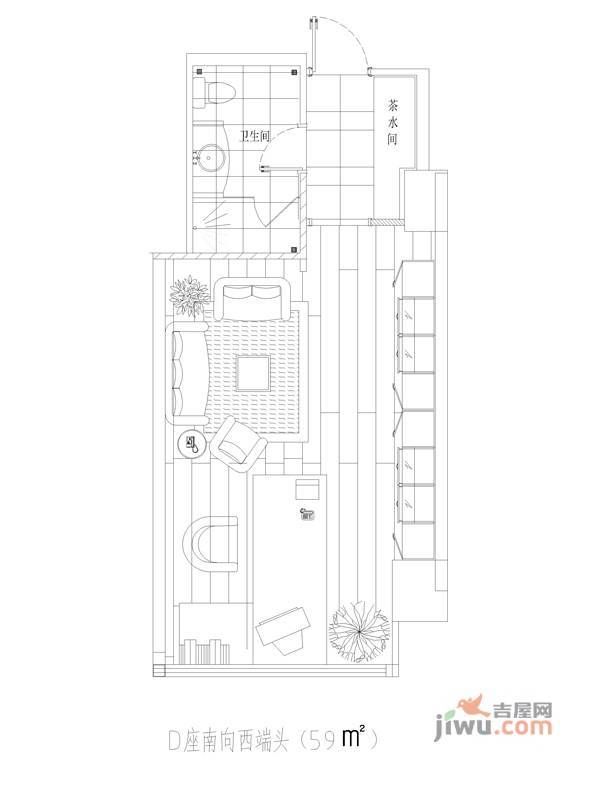 青建一品普通住宅59㎡户型图