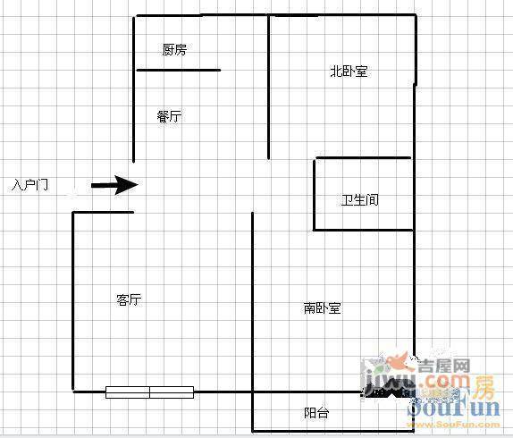 隽合花园2室2厅1卫户型图