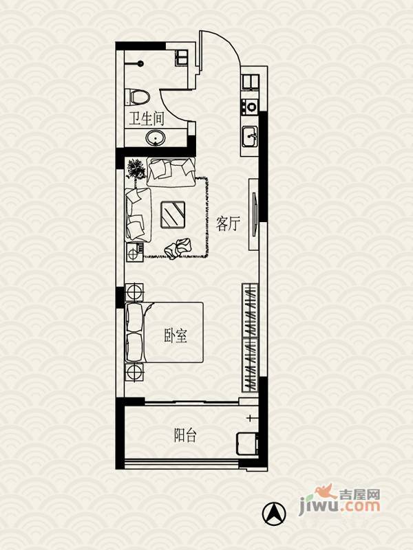 山水美地3室2厅1卫96.3㎡户型图