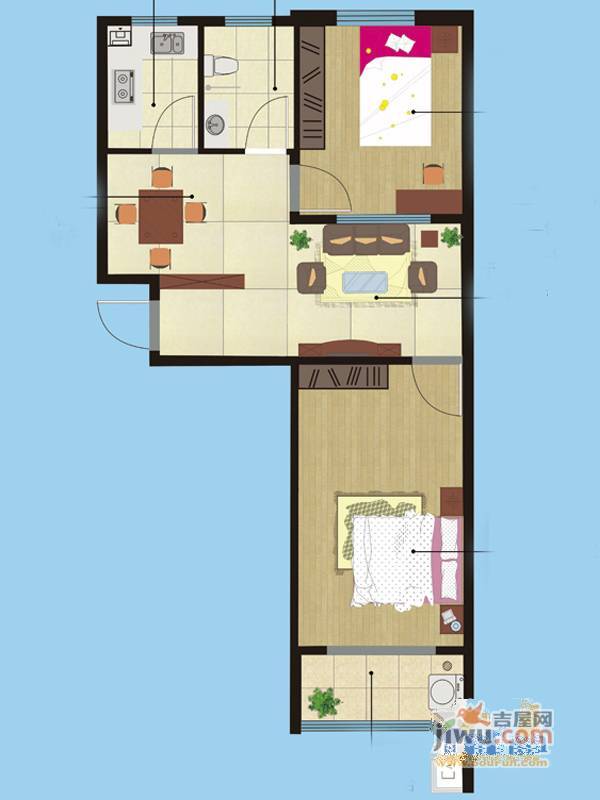 雅龙商住楼2室2厅1卫67.8㎡户型图