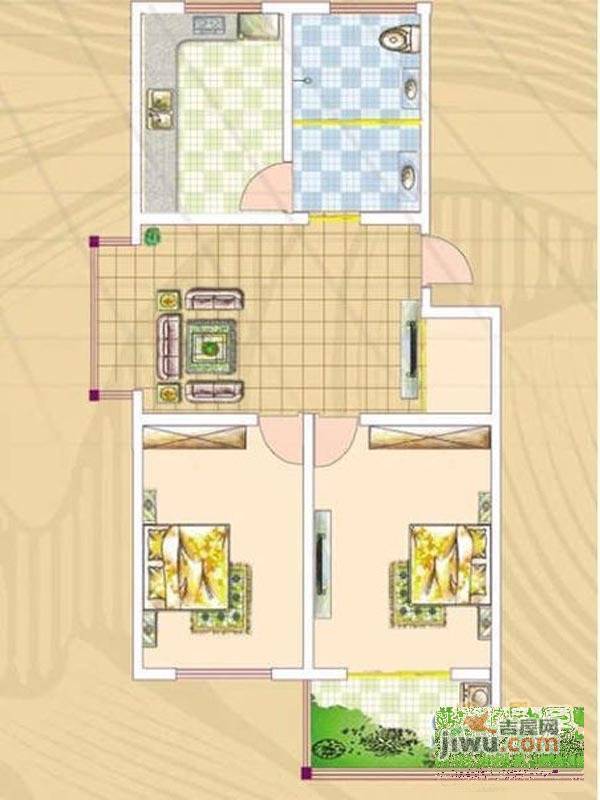 浞景馨园2室2厅1卫户型图