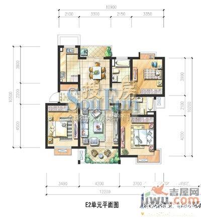 艺泰安邦3室2厅2卫144㎡户型图