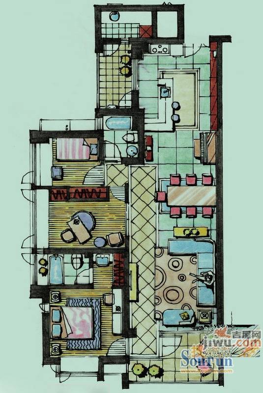 明园森林都市三期3室2厅2卫148㎡户型图